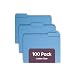 Smead File Folder, 1/3-Cut Tab, Letter Size, Blue, 100 per Box (12043)