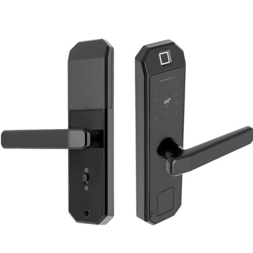 Serratura per porta con impronte digitali, serratura intelligente, serratura per tastiera con maniglia, resistente alle intemperie, impronte digitali/scheda/chiave/sblocco del codice, adatta per