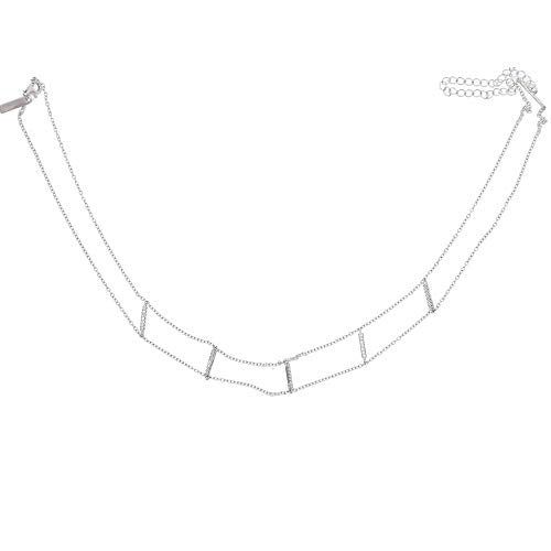 Collier double chaîne délicate en micro pavé pour femme avec éclat durable