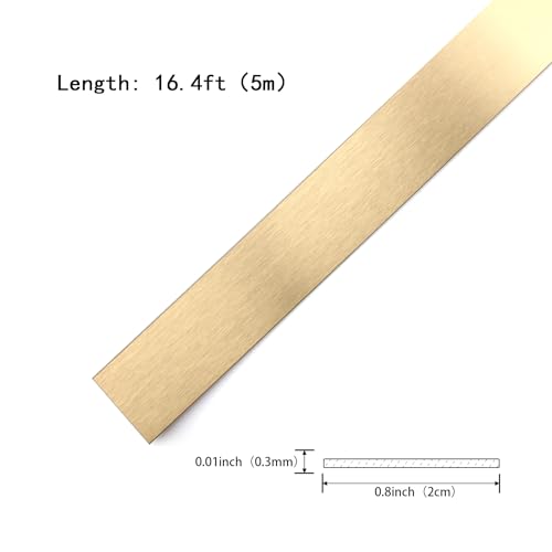 Gold Metalized Brushed Finish Molding Trim, Peel and Stick Strip for Mirror Frame, Wall, Fireplace and Home DIY Decoration (16.4 ft x 0.8 inch)
