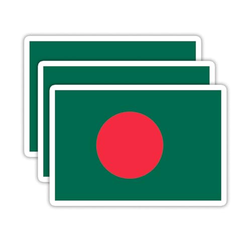 Image of (3PCS) Bangladesh Flag stickers, Countries Flag Stickers - Waterproof Vinyl Decals For Laptops, Tumblers, Water Bottles, Books, Scrapbooks, Size 3 x 2 Inch