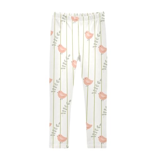 Lines Birds Girls Leggings,Workout Leggings for Girls Toddler Athletic Leggings Size for 3-10T