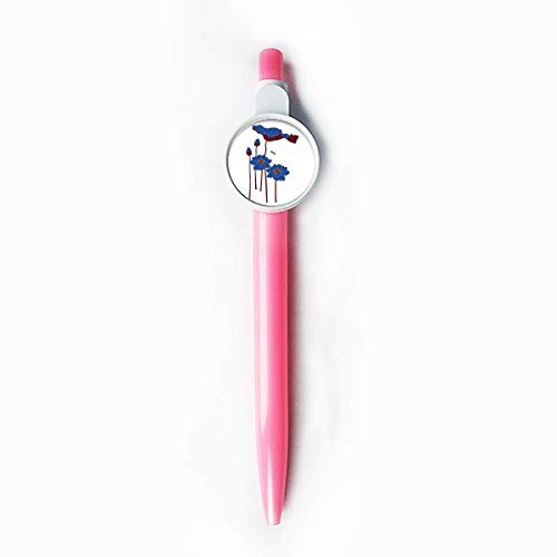 Stylo à bille rétractable motif feuille de lotus bleu pour écriture élégante
