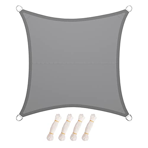 LARMNEE Sonnensegel Sonnenschutz inkl Befestigungsseilen, 4 x 4 m, PES, Quadratisch, für Garten Balkon, Wetterschutz, Wasserabweisend, UV-Schutz, Reißfestigkeit, Outdoor, Hellgrau ELG44SP02 LARMNEE Sonnensegel Sonnenschutz inkl Befestigungsseilen, 4 x 4 m, PES, Quadratisch, für Garten Balkon, Wetterschutz, Wasserabweisend, UV-Schutz, Reißfestigkeit, Outdoor, Hellgrau ELG44SP02