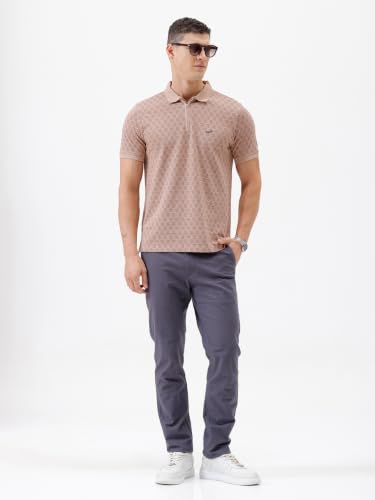 Image of CROCODILE Men's All Over Print Cotton Casual Wear T-Shirt | Collar | Half Sleeve | Comfort Fit | Pull On | Regular