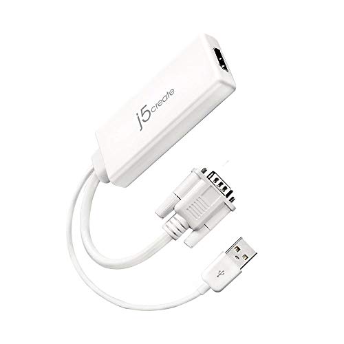 Adaptateur VGA vers HDMI j5create JDA214 avec conversion vidéo Full HD 1080p fluide et stable