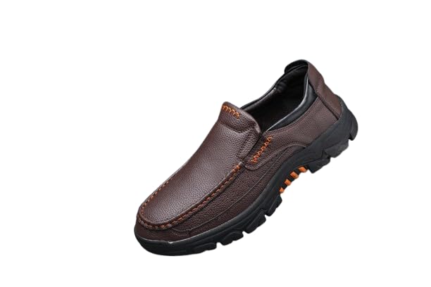Men's Fashion Sports Casual Outdoor Walking Leather Lightweight Breathable Casual One Foot Stirrup Thick Bottom Loafers Leather Shoes