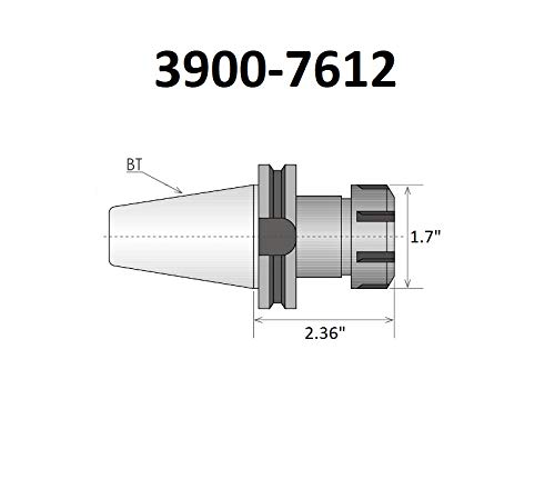 HHIP 3900-7612 ER-25 BT40 Spring Collet Chuck, Spanner Nut, 0.040-0.629" Collet Range - Image 3
