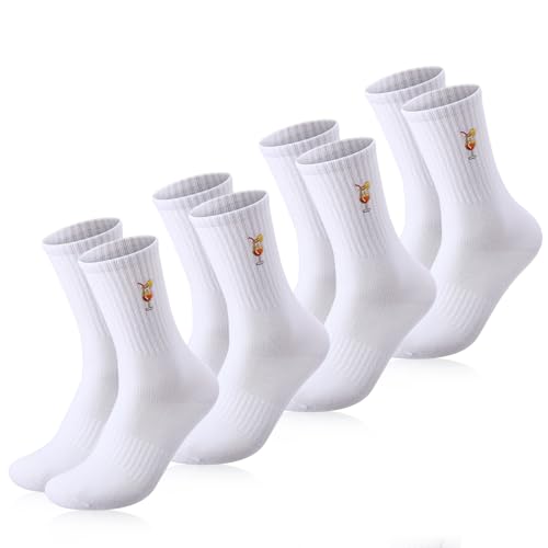 Utensilsto 4 Paare Tennissocken Damen Herren, 39-43 Aperoli Sportsocken Lange Baumwollsocken Laufsocken Retro Socken Weiß
