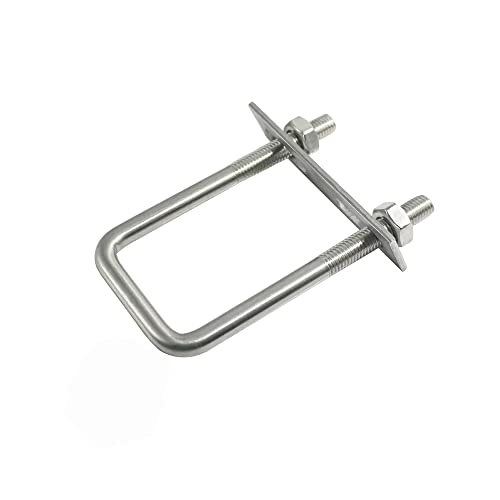 Image of 304 Stainless Steel Square U-Bolts 2.36 inch(60mm) Inner Width, 3.94 inch(100mm) Length Stainless M8 with Nuts, Frame Plate, Accessories for Automobiles Trailer, Boat Trailer Industrial Parts