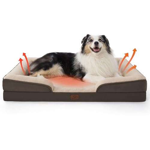 Image of Bedsure XL Self Warming Orthopedic Dog Bed for Extra Large Dogs - Washable XLarge Dog Bed Waterproof, Comfort Pet Couch with Removable Cover, Pets Sofa with Nonskid Bottom, Brown, Non-Electric