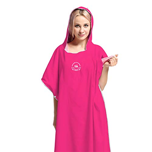 Jian Ya Na Adulto Natación Playa Surf Poncho Albornoz con Capucha para Cambiarse de Ropa Suave y liviano Talla única Todo (Rojo)
