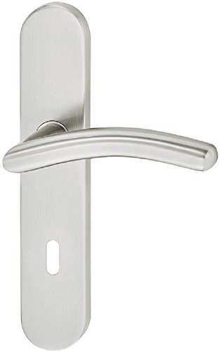 Design Drückergarnitur Langschild Türbeschlag Edelstahl Türklinken-Garnitur für Zimmertüren - LDH 2184 | Edelstahl matt gebürstet | BB-Buntbart | 1 Set Türdrücker-Garnitur inkl. Befestigungsmaterial