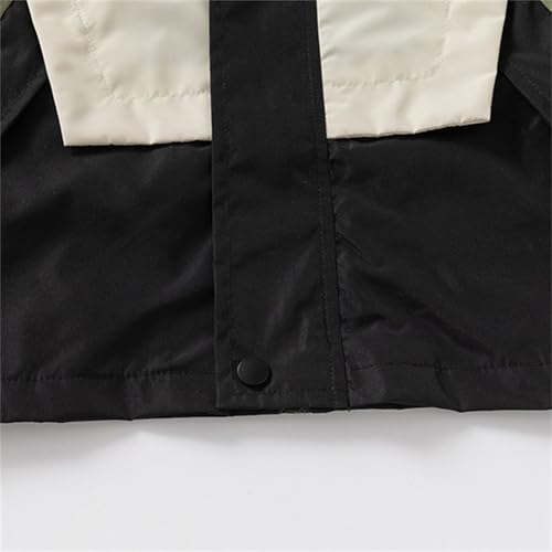 Windproof Hooded Raincoat for Toddler Unisex 𝗖olor Block Outwear Zip Soft Lined 𝗪aterproof Jacket with Pocket4