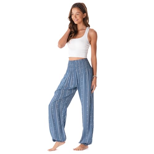 Image of Lotus and Luna Women's Harem Pants Thai Pants for Beach & Lounge High Waisted Flowy Boho Pants Genie Pants Yoga Pants