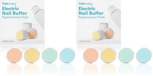 Image of Frida Baby Electric Nail Buffer Replacement Pads | Safe + Easy Grooming, Trimming, and Nail Filing for Newborn, Toddler, or Children's Fingernails and toenails, 4 Buffer Pads (Pack of 2)