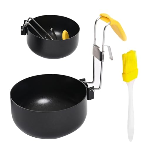2 PCS Poached Egg Pan & 1 Brush Set Egg Poacher Cups for Easy Poaching & Healthy Breakfast Easy Clean