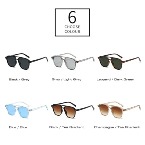 Lunettes de soleil double pont à rivets rétro et verres dégradés chics