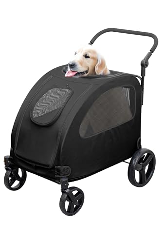 ottostyle.jp ペットカート 犬 大型犬 中型犬 小型犬 多頭 折りたたみ 4輪 耐荷重60kg ドッグカート 犬カート 犬ベビーカー 犬バギー ペットバギー 雨 カバー ブレーキ ストッパー付き ー 老犬 ペット用品 コンパクト 通気性 [ブラック]のサムネイル