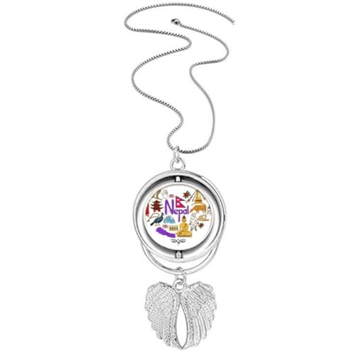 Collier cœur drapeau Népal ailes d'ange, le lien éternel avec vos racines