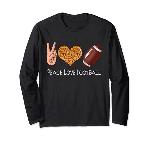 Peace Love Football - American Football Peace Love Long Sleeve T-Shirt, Black