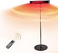 EAST OAK Electric Heater, Standing Indoor Outdoor Heaters for Patio with Nanocrystal Glass-ceramic 1500W, Fast Heat Waterproof & Dustproof, 3 Heat Settings & 24h Timer, Tip-over & Overheat Protection