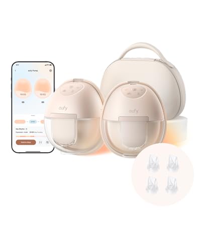 eufy Heated Wearable Breast Pump S1 Pro with Original Duckbill Valvue (4-Pack), Slim Hands-Free Breast Pump with Industry-Leading HeatFlow™ Tech, Wireless Charging Case, App-Controlled OptiRhythm™