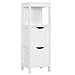 Yaheetech Meuble Colonne de Salle de Bain Armoire Toilette Table d'appoint Armoire d'Angle avec 2 tiroirs et 1 étage 30x30x89cm Blanc