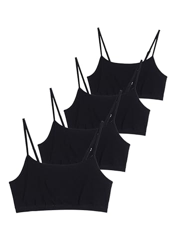 Comfneat Women's 4-Pack Adjustable String Bralette No Padding Cotton Spandex Bra