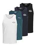 JACK & JONES Tanktop 4pk Jjbrandon SL Lot de 4 débardeurs MP, Blazer Bleu Marine Hommes