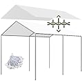 Canopy Replacement Cover for Carport 10×20FT, 220G Heavy Duty Replacement Top Cover for Car Garage, Durable PVC-Coated Polyester Cover with 50 Ball Bungees (Only Cover,Frame Not Include) White