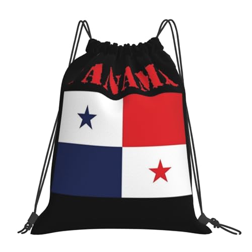 ROSIHODE Cute Panama Flag Drawstring Backpack Sports Bag for Women Men Adjustable Panamanian Drawstring Bags for Gym Yoga