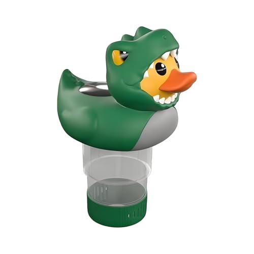 Clorinador solar para piscina con luz – Floating Chlordosierer Piscina flotante de cloro flotante y diseño de pato de dinosaurio | cloración automática, mantenimiento de tabletas piscinas, tubos