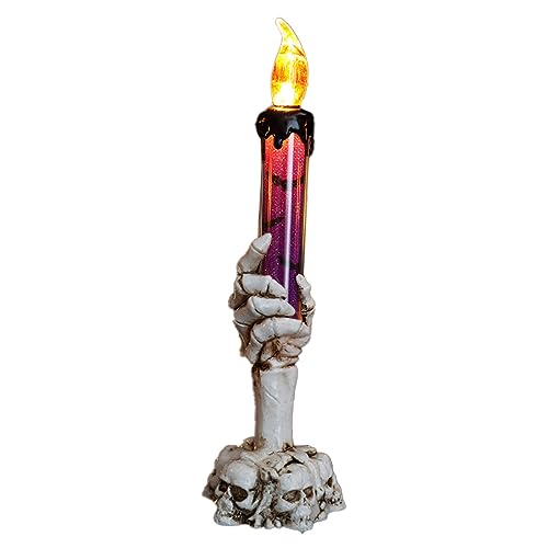 Omquot Halloween Calavera Calavera Booder Esqueleto Fantasma Mano sin Lámpara de Decoración de Lámpara de Banda de Llama de Decoración (Púrpura)