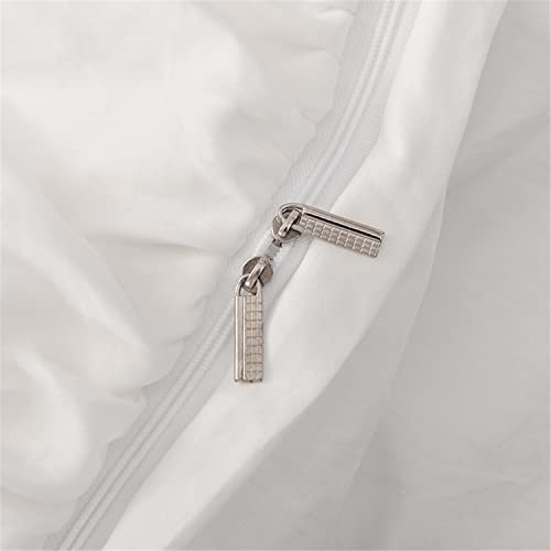 Soukach/Soukechy White Shabby Chic 3 Pieces Bedding,Vintage Ruffled Queen Duvet Cover Set With 2 Layers Ruffles ,Soft Brushed Microfiber Set With Zipper Closure(Queen, White) #TOP3