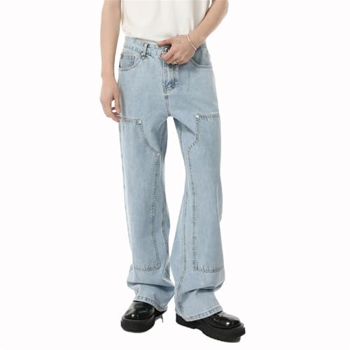 Men's Casual High-Waisted Jeans, Trendy Straight Cut, Distressed Baggy Denim Pants3