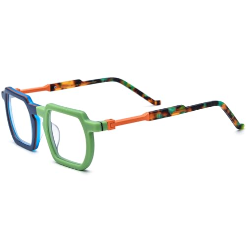Image of HEPIDEM Matte Multicolor Acetate Glasses Frame Men Vintage Square Eyeglasses Optical Spectacles 9289