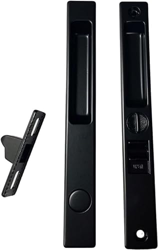 Sliding Glass Patio Door Lock Handle Set, Non-Keyed, Flush Mount, with Nite Lock,C Cam, and Keeper, White, 6-9/16