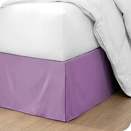 Bare Home Pleated Queen Bed Skirt - 15-Inch Tailored Drop Easy Fit - Bed Skirt for Queen Beds - Center & Corner Pleats (Queen, Lavender)