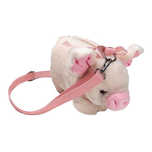 Sac en peluche rose FOMIYES à bandoulière en forme de cochon avec large capacité pour école