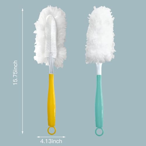Image of Car Interior Duster - Ultimate Cleaning Tool for Cars, House, and Office - Compact Mini Design for Effortless Dust Removal Stereo-Single Sided Design 2handle +20 Duster Refills.