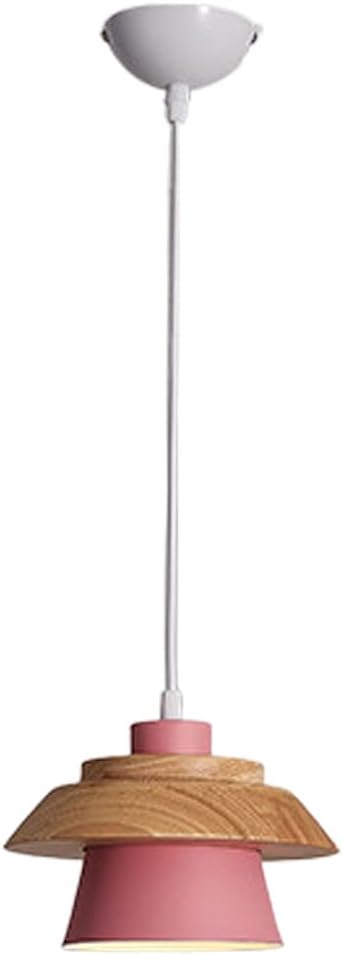 CHENKUI Houten Decor Hanglamp Macaron Lampenkap Minimalistische Kleur Nordic Hangende Swag-lamp Eenvoudige Industriële Stijl E26/E27 Lamparmaturen Keukeneiland, Woonkamer Verstelbare Hoogte