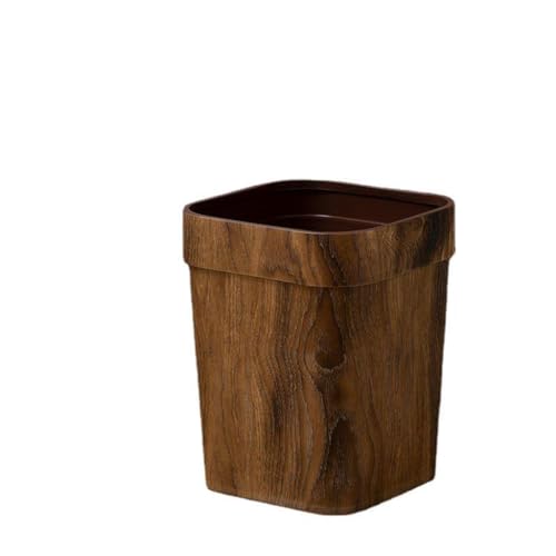 Cubo de basura antideslizante con acabado de grano de madera para evitar volcamientos