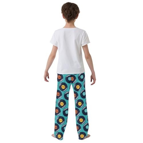 Rock Records Plates Blue Boys Pants for Kids Jogger Pants with Pockets S-XL3