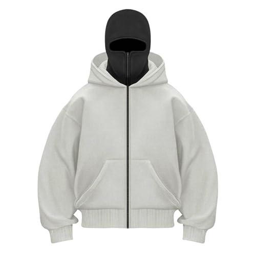 Veste à capuche homme coton chaud sweatshirt large zippé pour sport extérieur et détente