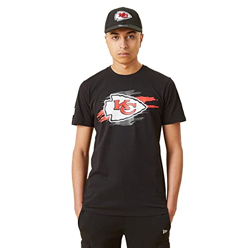 Camiseta Hombre New Era NFL Tear Logo Kanchi Blkred con Gráfico Rojo Desgastado