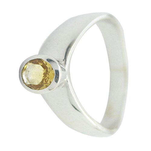 Bague citrine véritable argent fin pour éviter les allergies