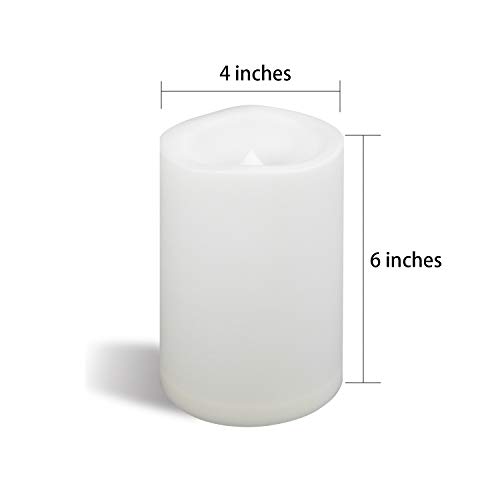 Image of CANDLE CHOICE Waterproof Outdoor Battery Operated Flameless Candle with Timer Large Plastic Resin Bright Flickering Electric LED Pillar Lantern Patio Garden Wedding Christmas Decorations 4 inch(D)x6 inch(H)