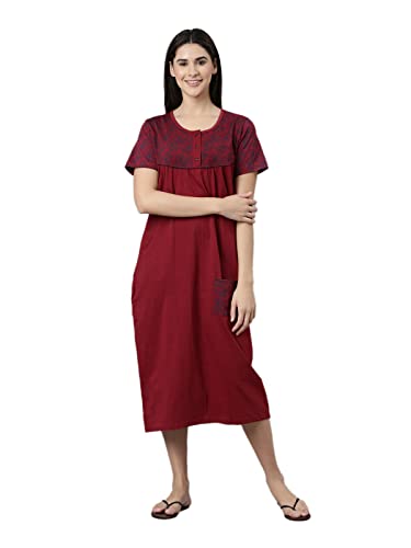 Image of KRYPTIC Womens Pure Cotton Printed Maxi Nightdress