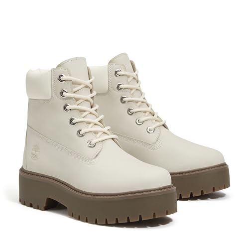Timberland Timberland Women's Stone Street 6 Inch Lace Up Waterproof Boot, Natural Nubuck, 9 Wide